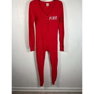 Victoria’s Secret PINK Ho Ho Ho onesie pajamas In Red. Size S.
